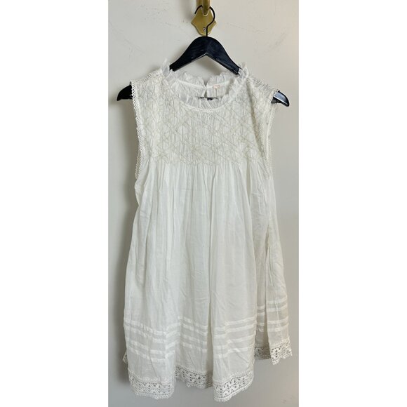 FREE PEOPLE Shea Smocked Yoke Shift Minidress in Ivory Size X-Small - Picture 4 of 12